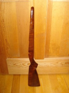 Thermally modified curly maple rifle stock