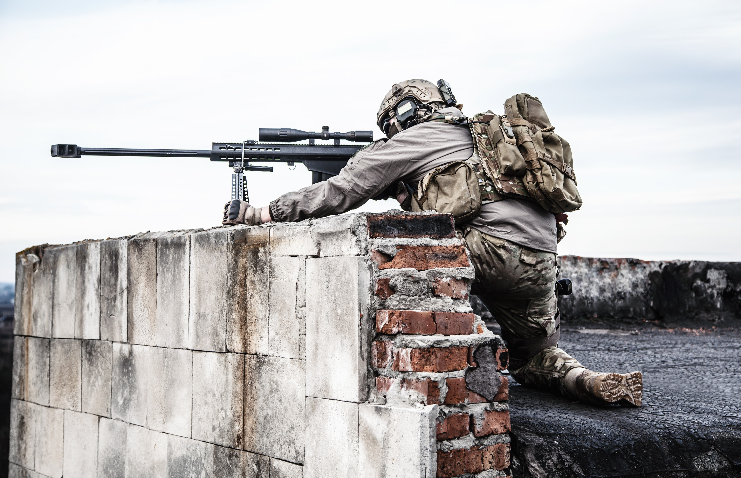 Photo 3 Military Sniper On A Rooftop